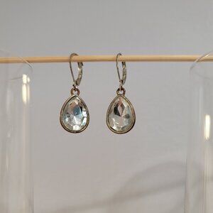 Crystal Earrings Tear Drop Dangle Sparkly Vintage